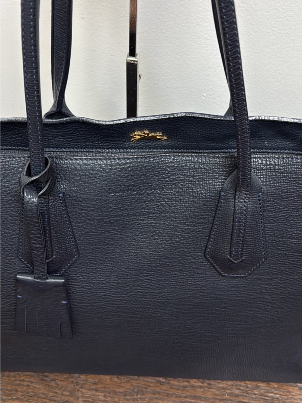 LONGCHAMP NAVY LEATHER 'PENELOPE' TASSEL TOTE BAG - Picture 2 of 5